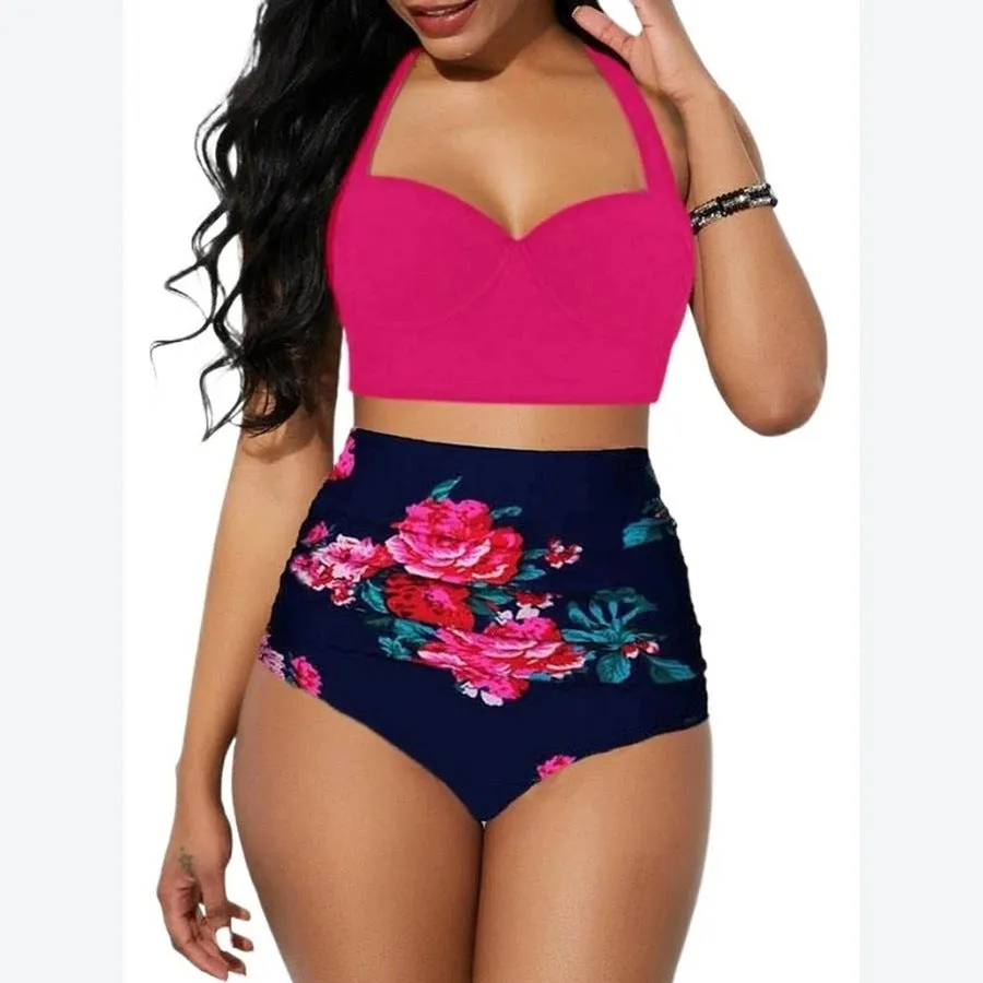 Stylish High-Waisted Floral Bikini Set