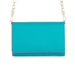 Teal & Pink Border Purse