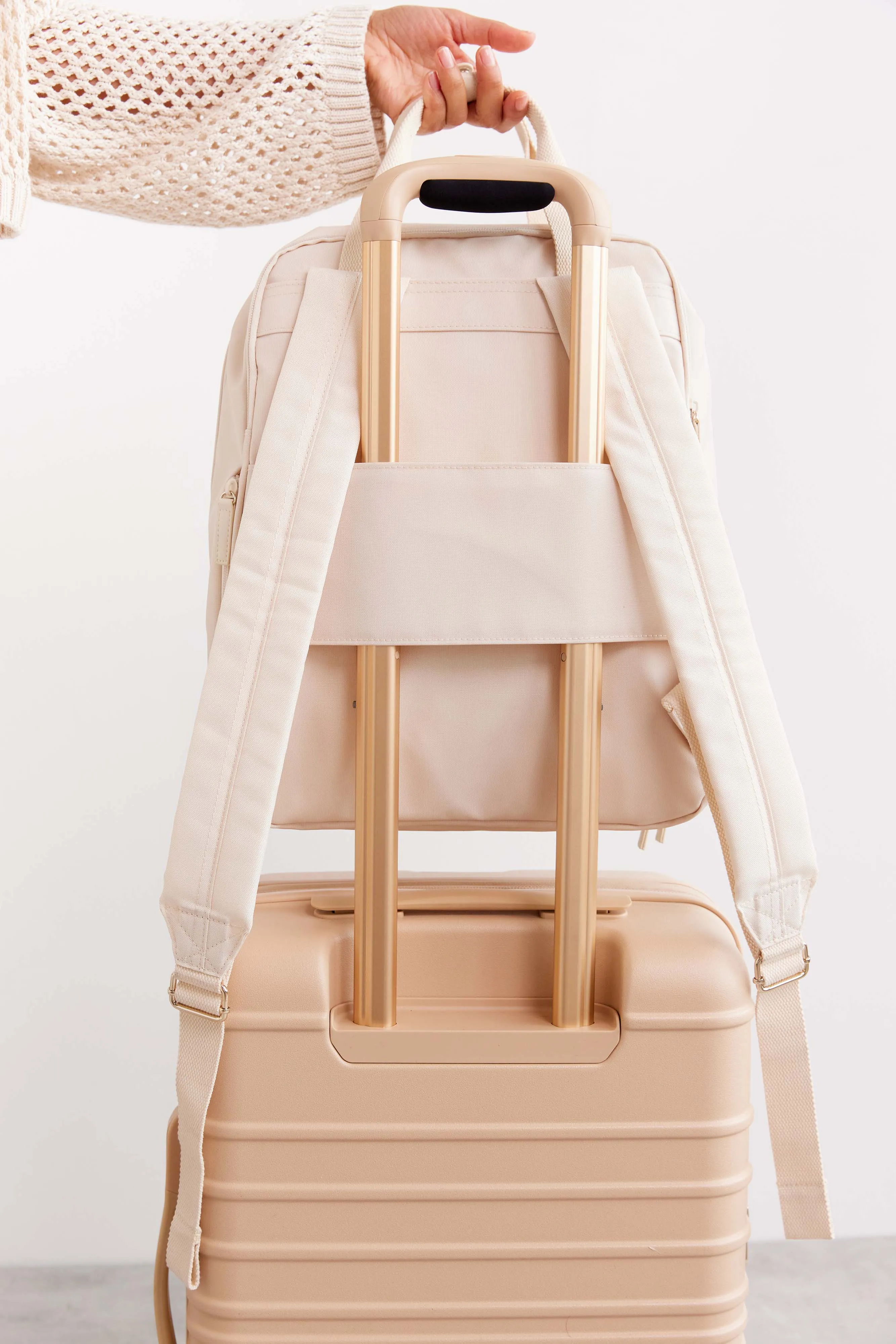 The Expandable Backpack in Beige