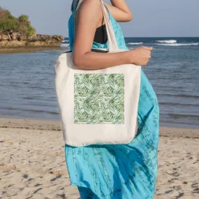 Tropical Palm Leaves Beach Tote