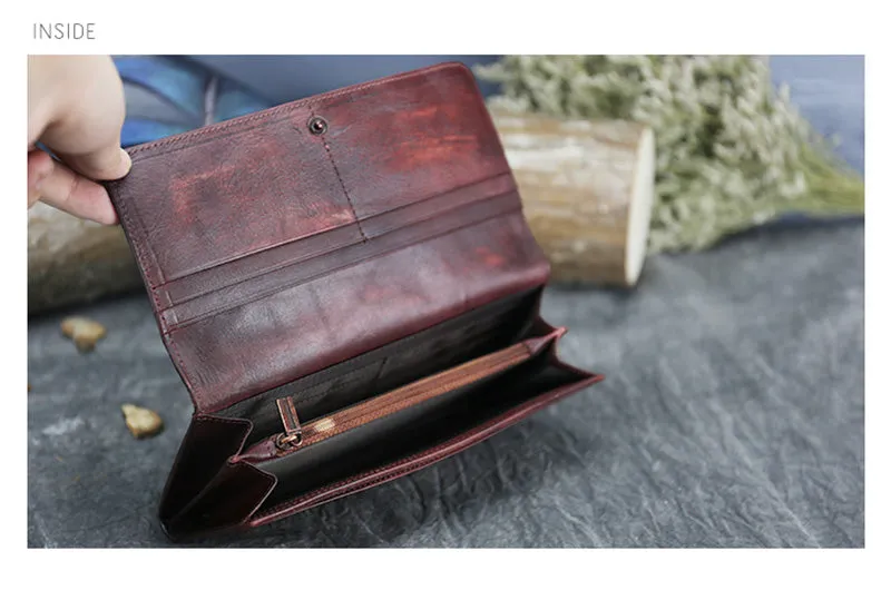 Vintage Dragonfly Leather Wallet/Clutch