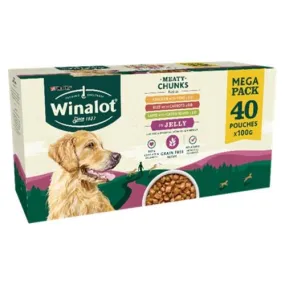 Winalot Perfect Portions Grain Free Adult Wet Dog Food Pouches Mixed in Jelly 40 x 100g