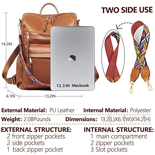 Women's Backpack, Fashion Leather Designer Ladies Rucksack Travel Bag