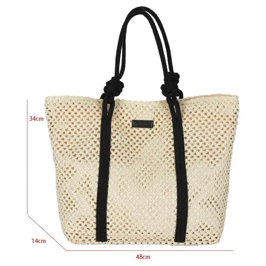 Women's Hand-Woven Natural Straw Tote Handbag