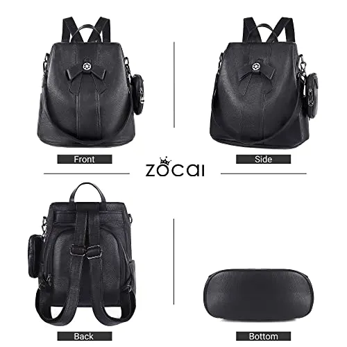 ZOCAI Backpack Purse for Women Fashion Backpack Purses PU Leather Daypacks Anti-Theft Shoulder Bag Satchel Purse